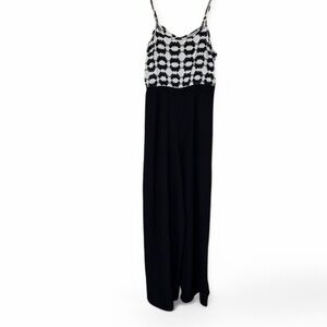 Large Asher By Fabrik Black & White Jumpsuit Romper Women’s Wide Leg